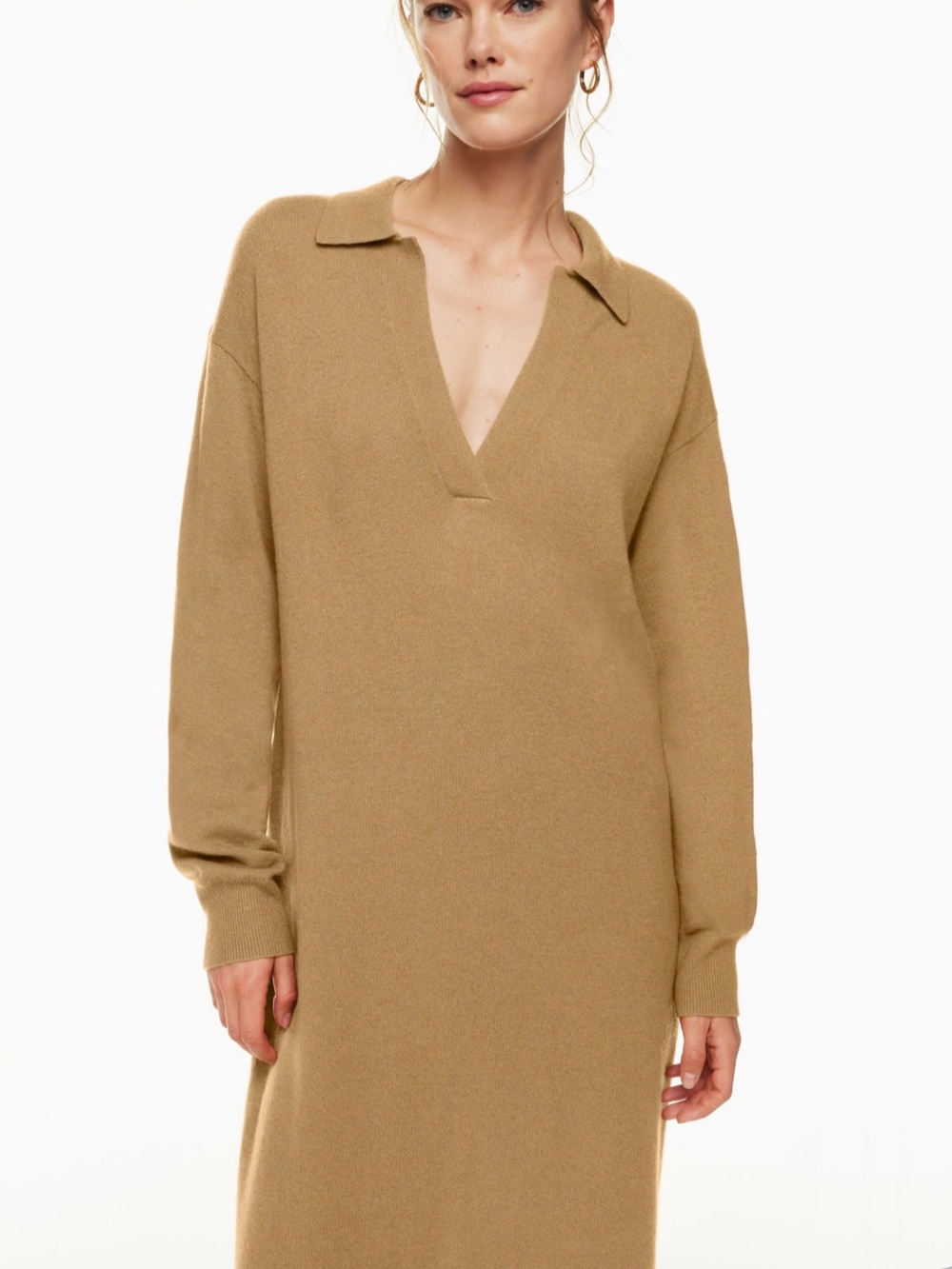 Aritzia Babaton The Group Wool Sweater Midi Circus Dress XS Camel